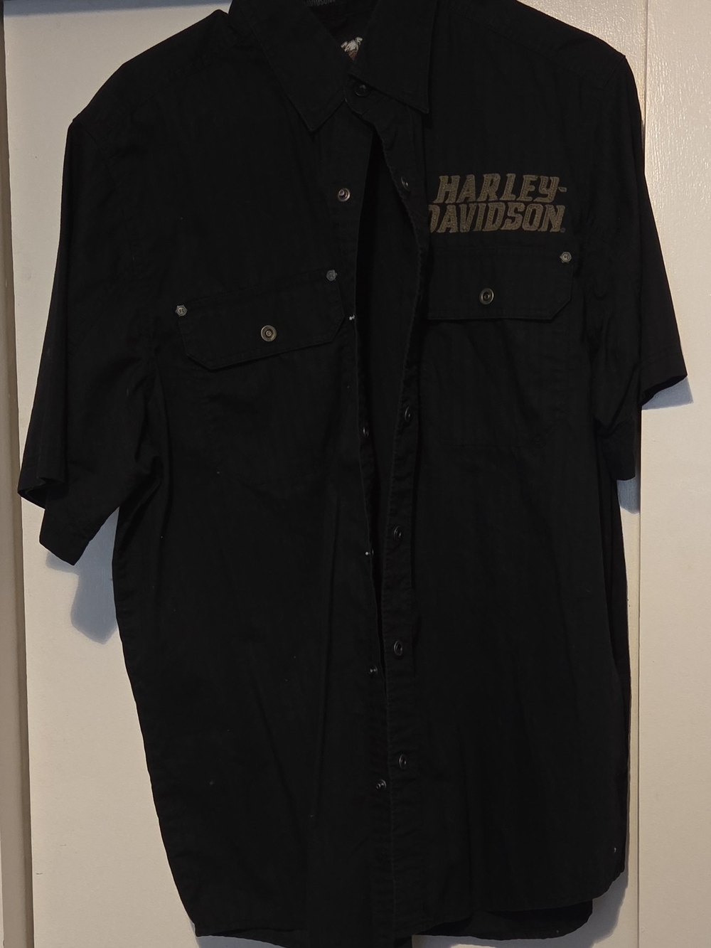 Harley-Davidson Black Short Sleeve Button-Down Work Shirt with Logo